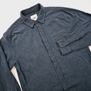 Katin Mens Large Plaid Flannel Shirt Long Sleeve Cotton Blue Outdoor Rugged